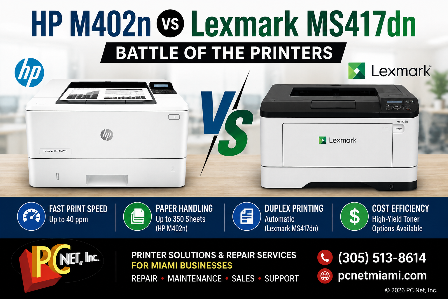 HP M402n vs Lexmark MS417dn