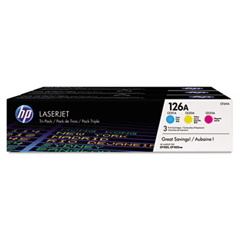 HP 126A 3-pack Cyan/Magenta/Yellow Original LaserJet Toner Cartridges CF341A