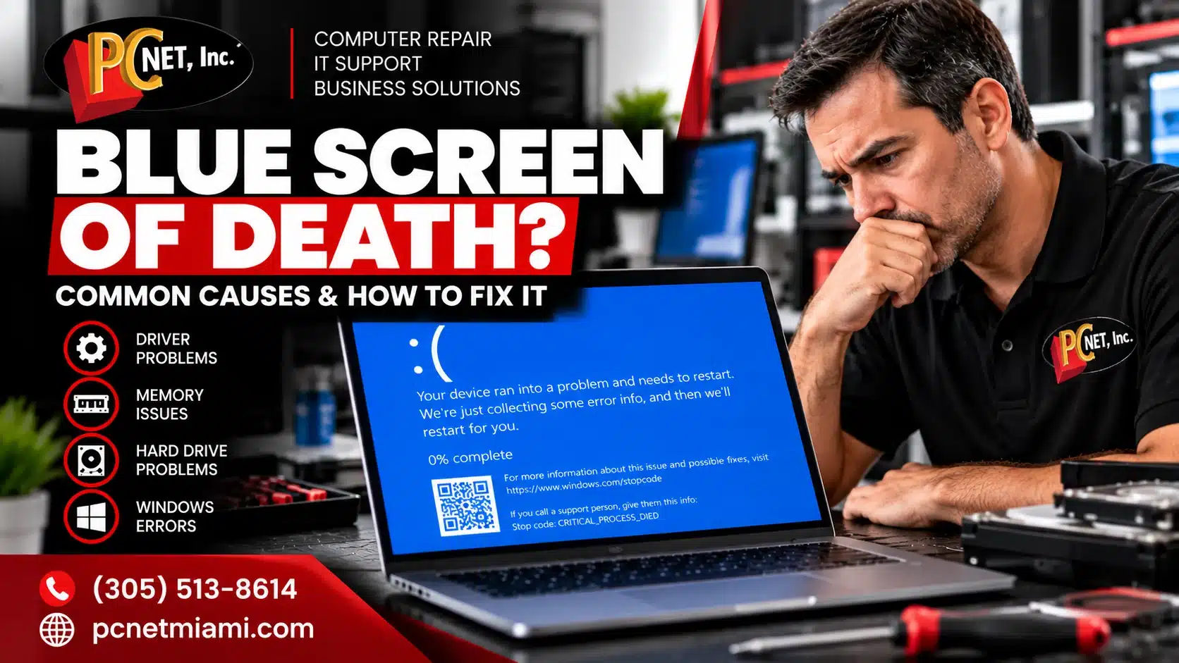 Blue Screen of Death Computer Repair Miami Blue Screen of Death error on laptop β computer repair in Miami