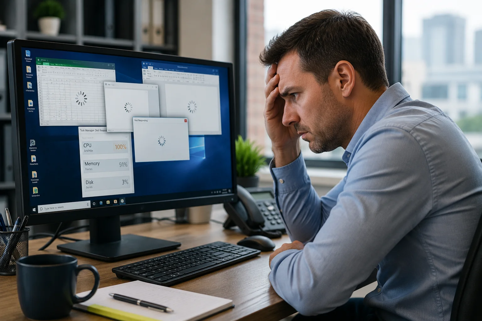 Computer freezing and not responding in an office