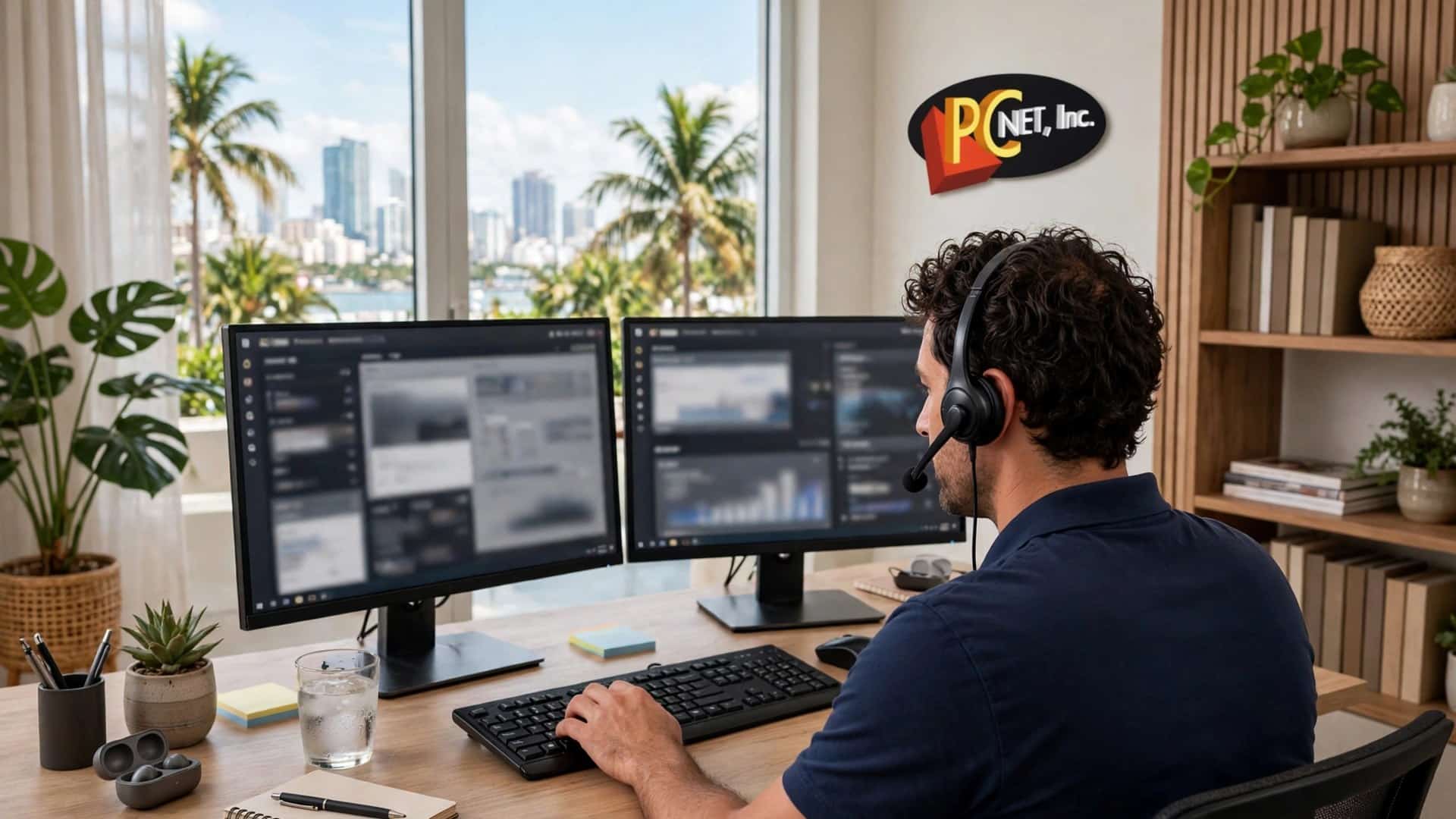 Remote IT support in Miami — PC Net, Inc. technician fixing a customer's computer through a secure remote connection